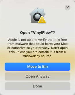 Final confirmation dialog — Open Anyway